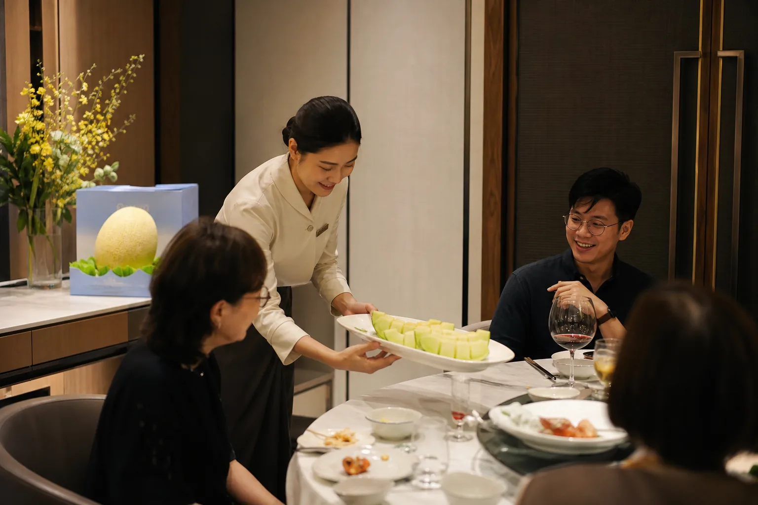 香港酒店宴席飯後端上八六王瓜盤