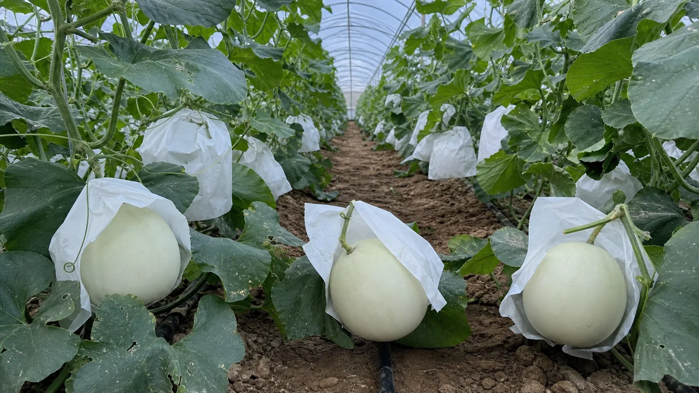 哈密設施農業中的成片玉菇甜瓜